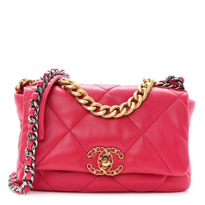 Chanel Lambskin Quilted Medium Chanel 19 Flap Dark Pink 1 of 10