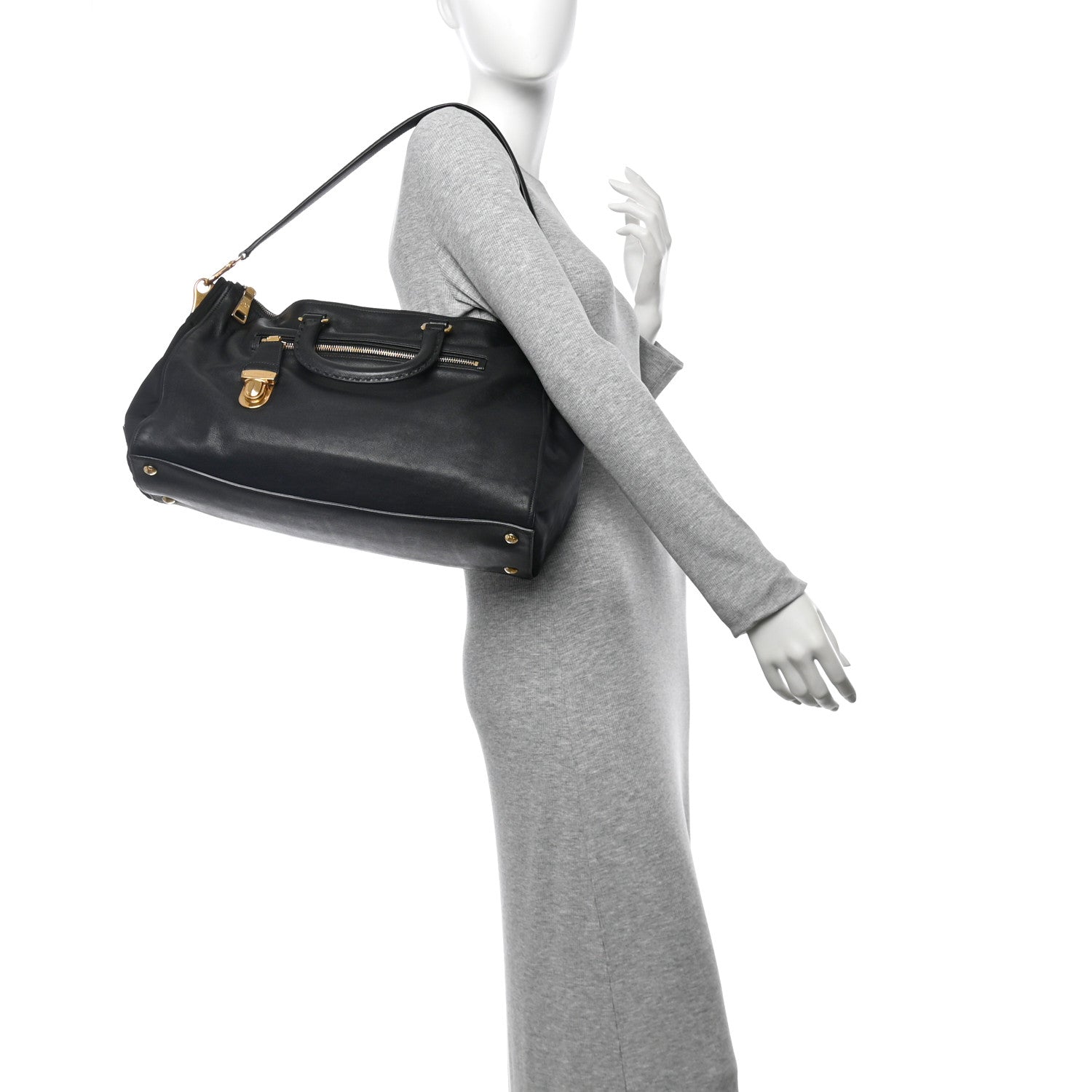 Prada Saffiano Tessuto Nylon Satchel Black 2 of 12