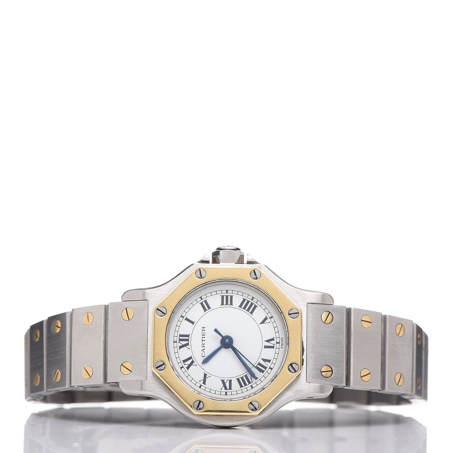 Stainless Steel 18K Yellow Gold 25mm Santos Octagon Automatic Watch