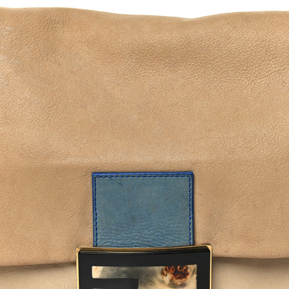Fendi Vitello Savana Big Forever Mama Baguette Beige Blue 8 of 14