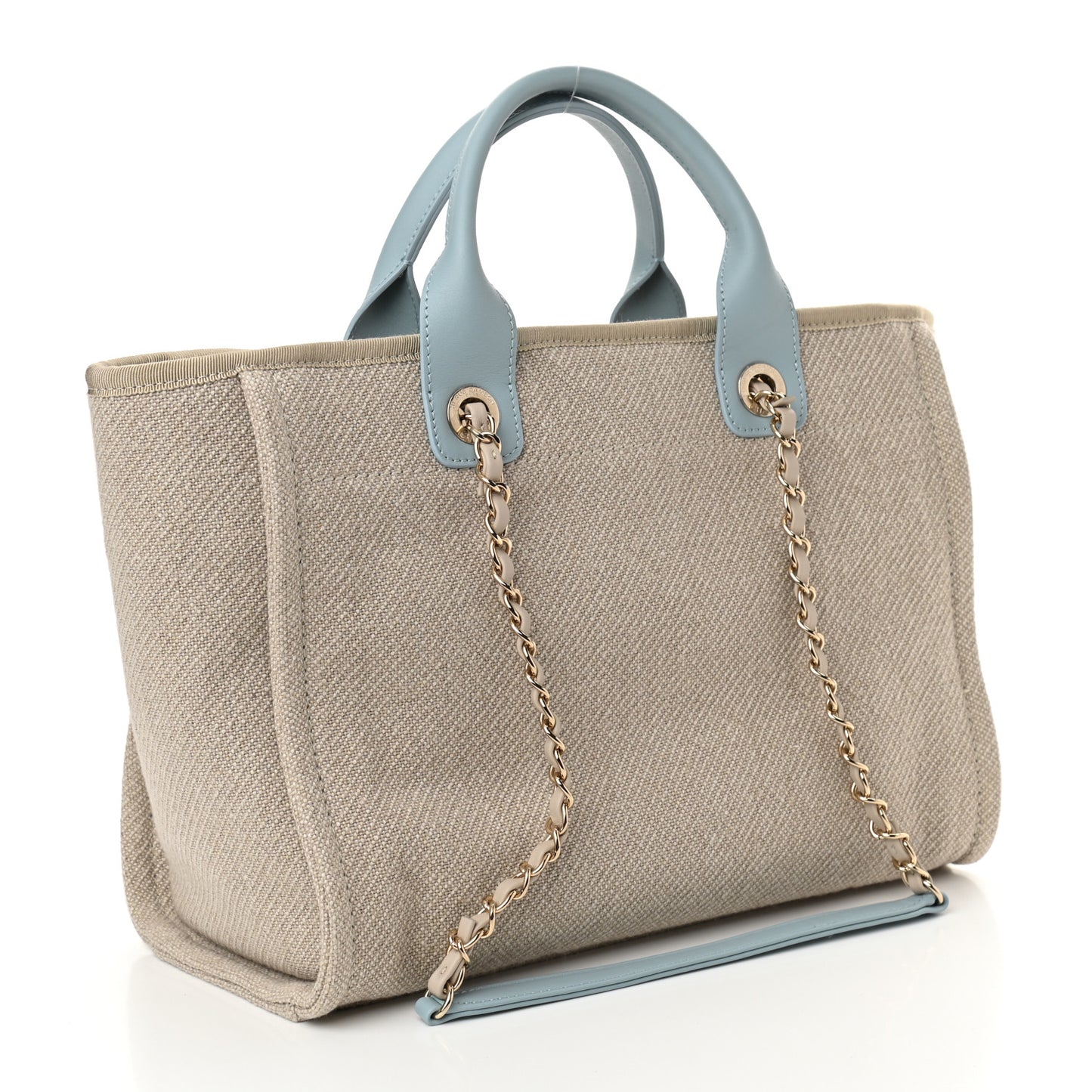 Mixed Fibers Small Deauville Tote Blue Beige