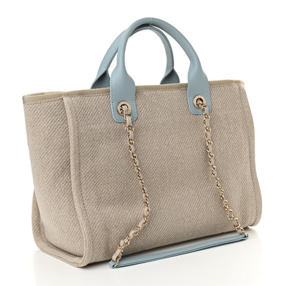 Chanel Mixed Fibers Small Deauville Tote Blue Beige 4 of 11