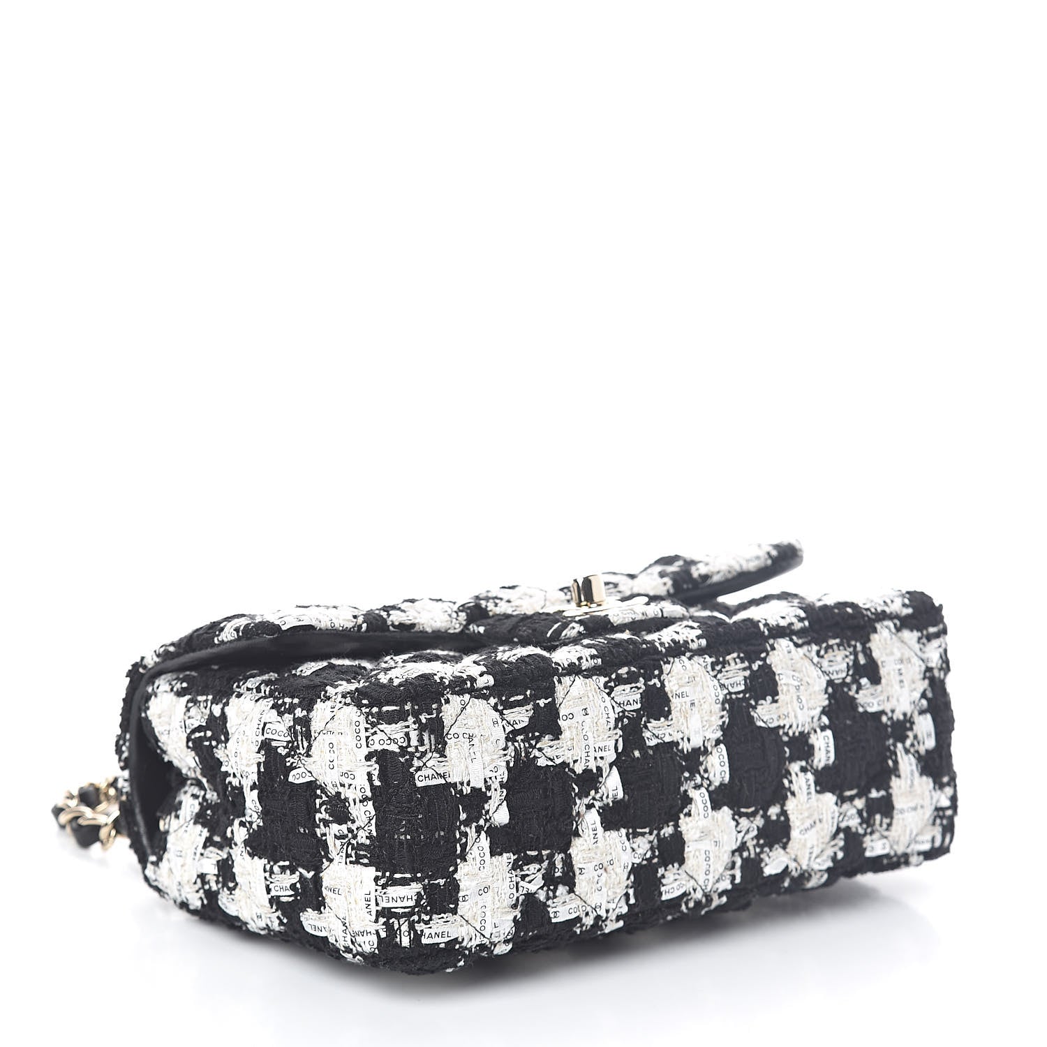 Chanel Tweed Quilted Mini Rectangular Flap Black Ecru White 4 of 10