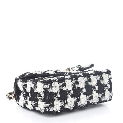 Chanel Tweed Quilted Mini Rectangular Flap Black Ecru White 4 of 10