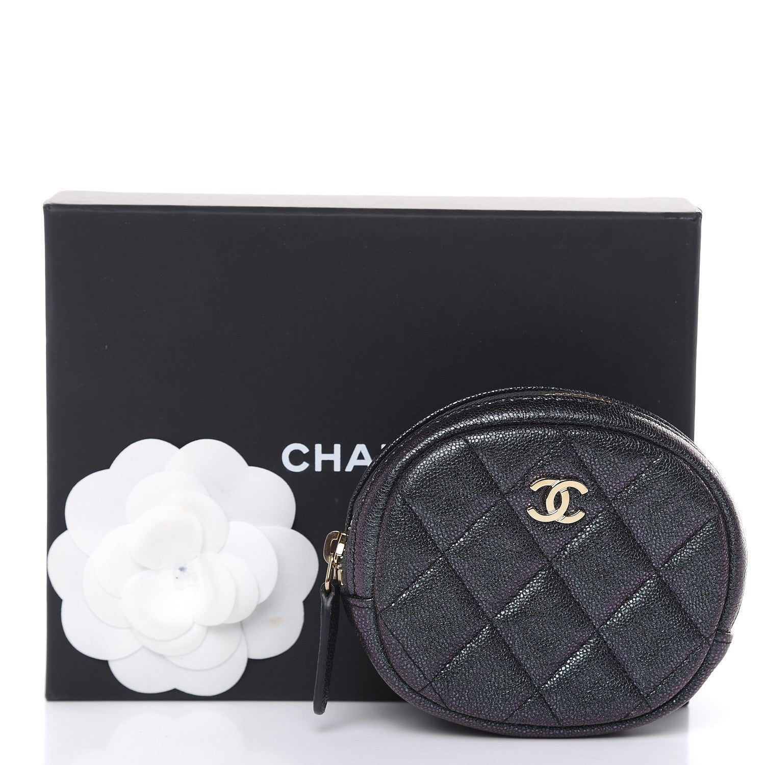 Chanel Iridescent Caviar Quilted Zip Around Classic Coin Purse Black 8 of 8
