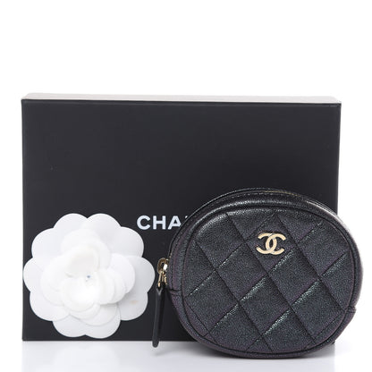 Chanel Iridescent Caviar Quilted Zip Around Classic Coin Purse Black 8 of 8