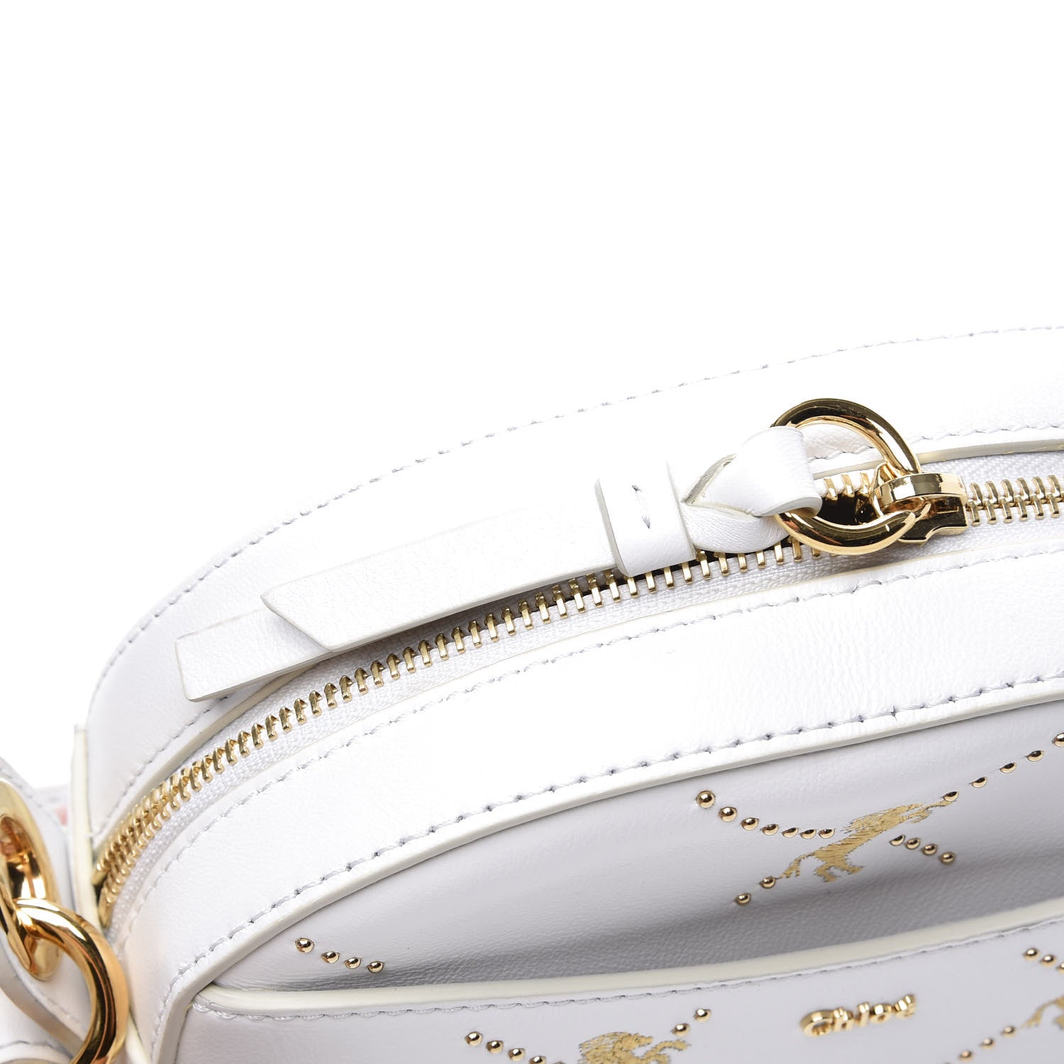 Chloe Smooth Calfskin Little Horses Embroidered Shoulder Bag White 10 of 11