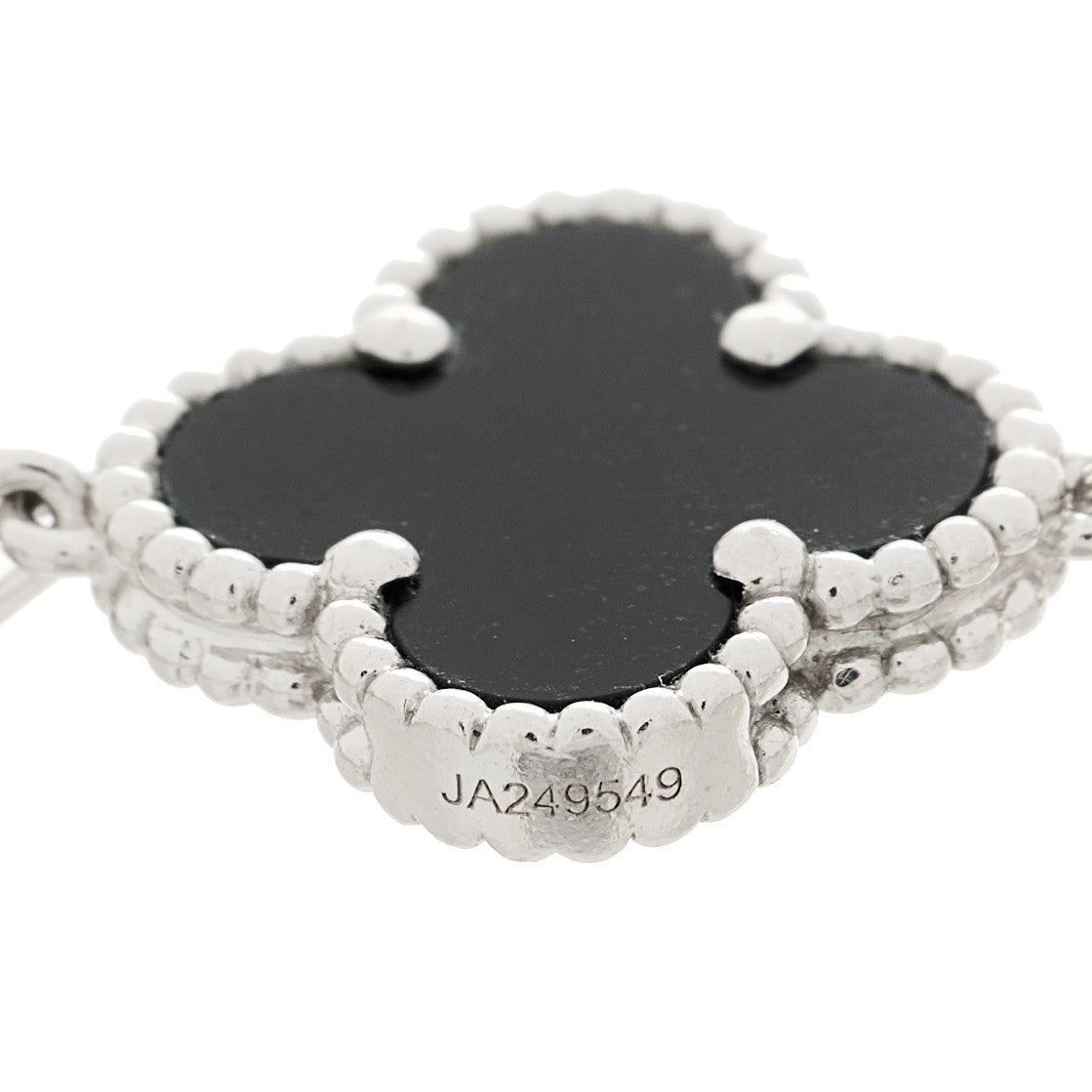 18K White Gold Diamond Black Onyx 5 Motifs Vintage Alhambra Bracelet