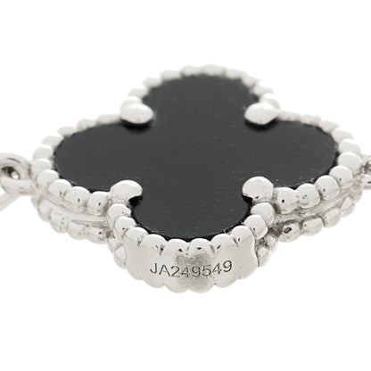 Van Cleef & Arpels 18K White Gold Diamond Black Onyx 5 Motifs Vintage Alhambra Bracelet 3 of 5