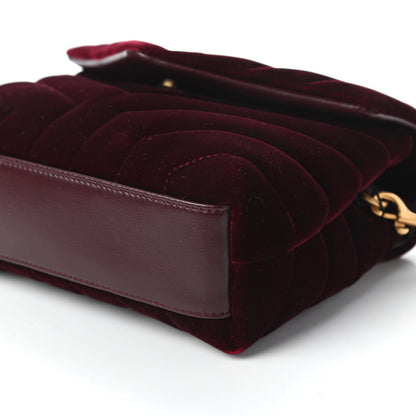 Saint Laurent Velvet Y Quilted Monogram Toy Loulou Chain Satchel Light Burgundy 7 of 11