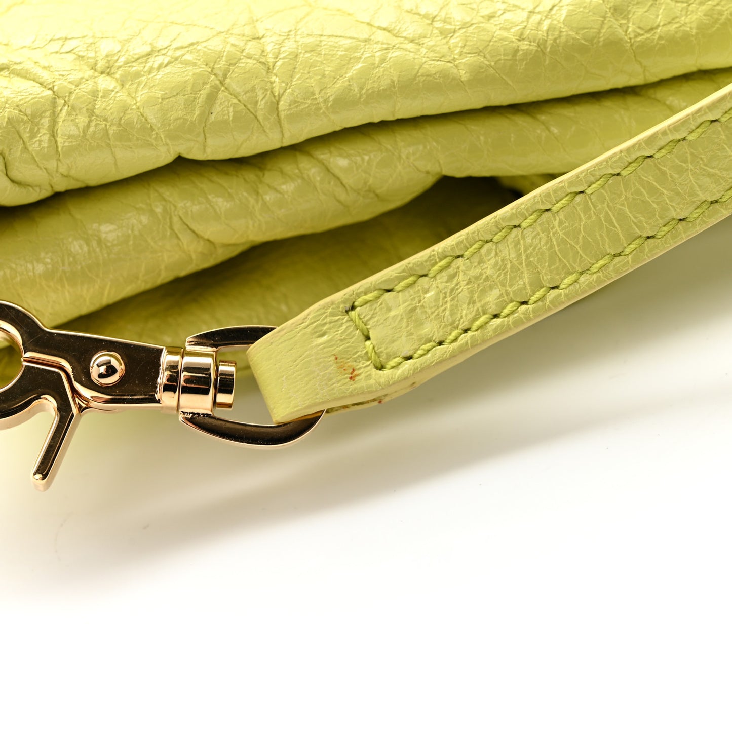 Agneau Giant 12 Gold Hardware Envelope Strap Clutch Jaune Citronnade