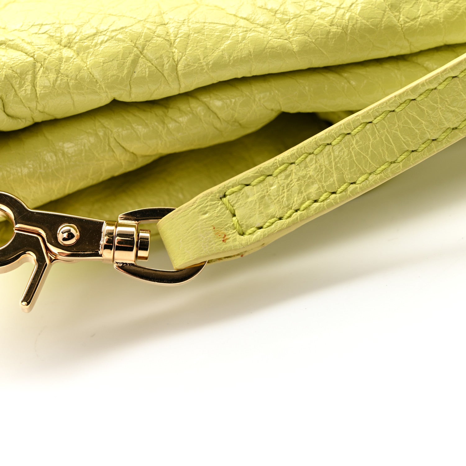 Balenciaga Agneau Giant 12 Gold Hardware Envelope Strap Clutch Jaune Citronnade 14 of 14