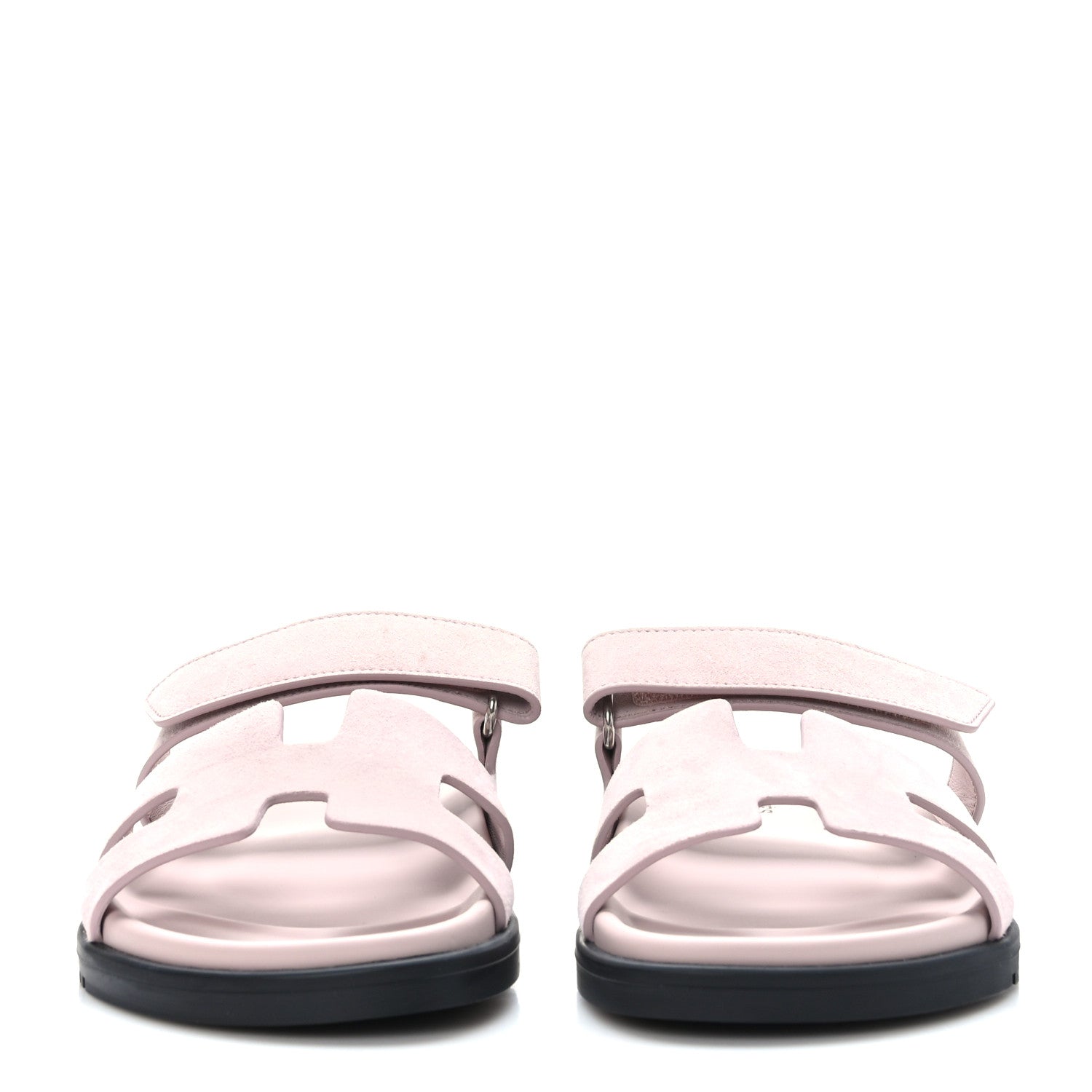 Hermes Suede Goatskin Womens Chypre Sandals 37.5 Rose Porcelaine 2 of 9
