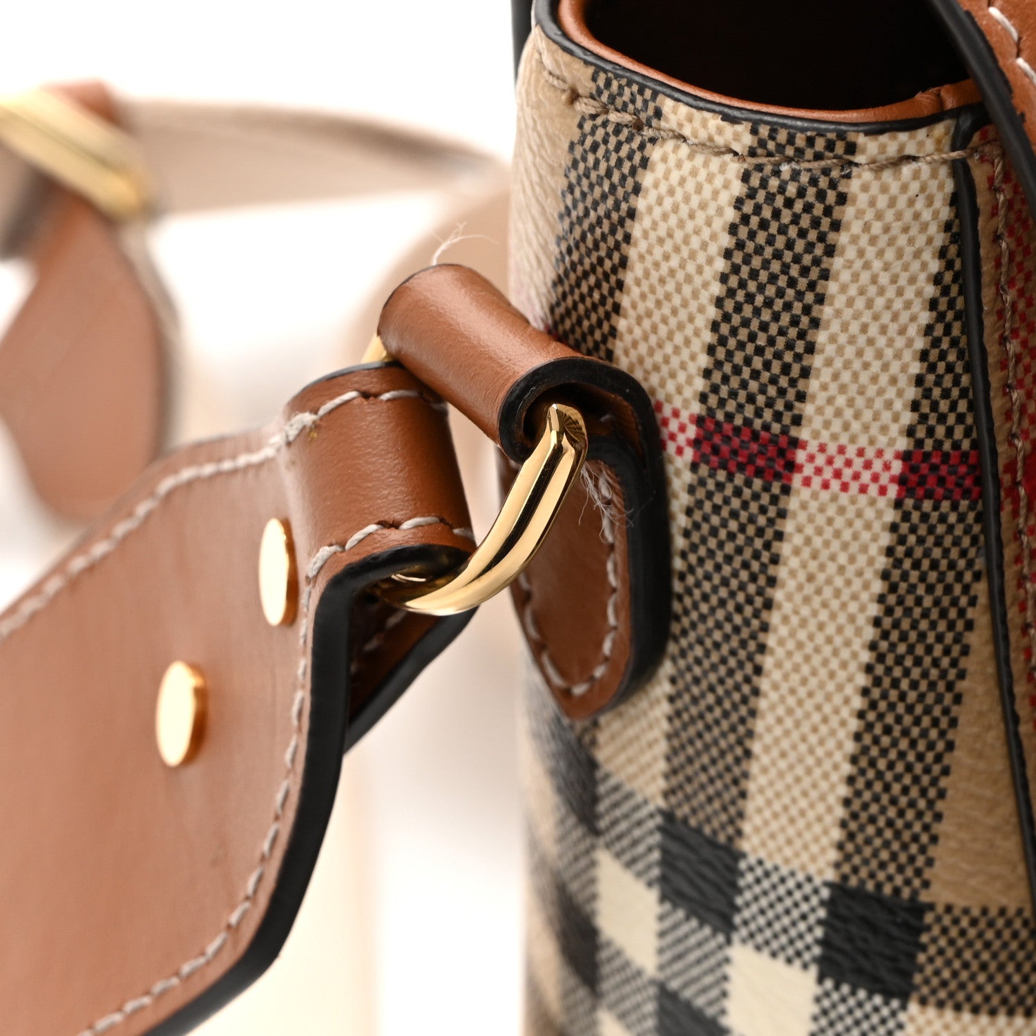 Burberry Coated Canvas Calfskin Vintage Check Medium Note Crossbody Bag Briar Brown 12 of 16