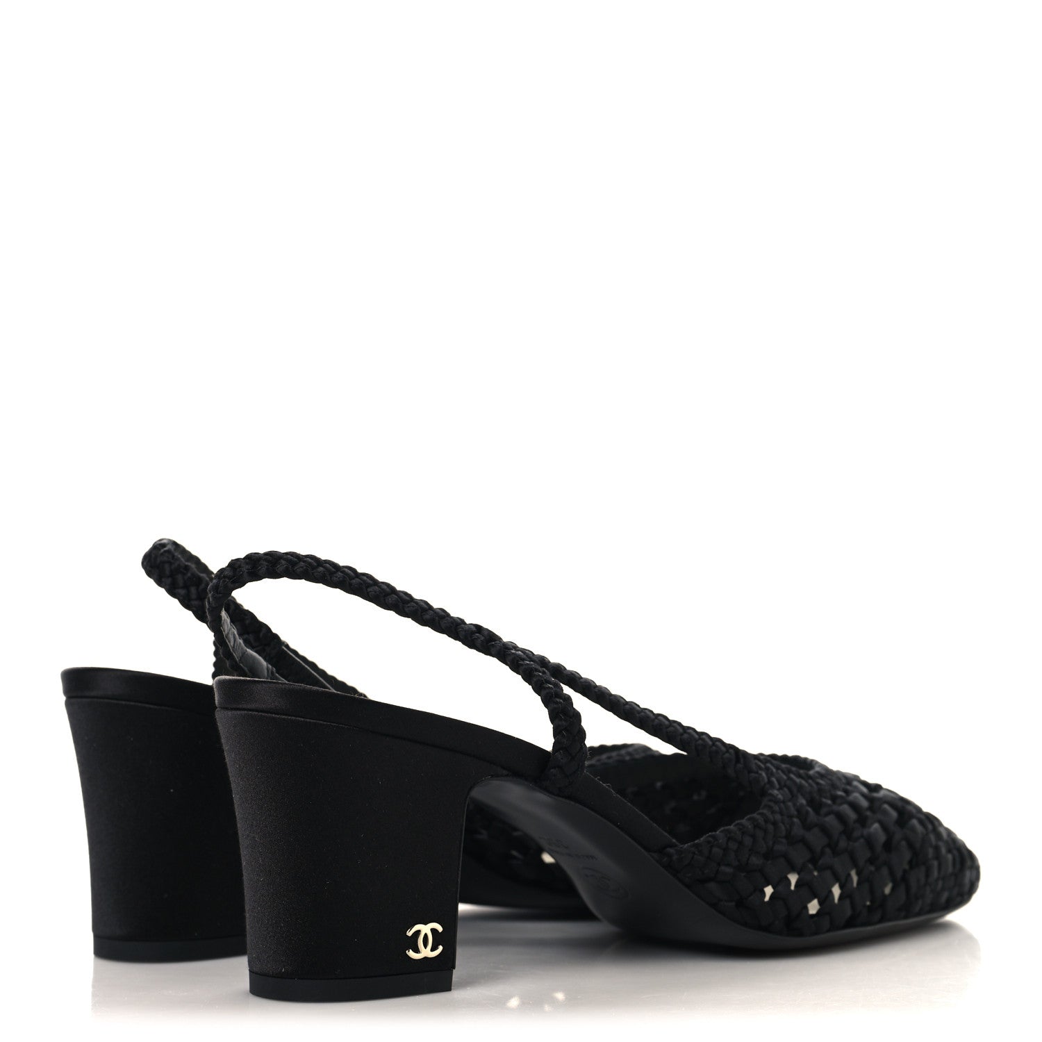 Chanel Satin Braided Slingback Flats 39.5 Black 5 of 9