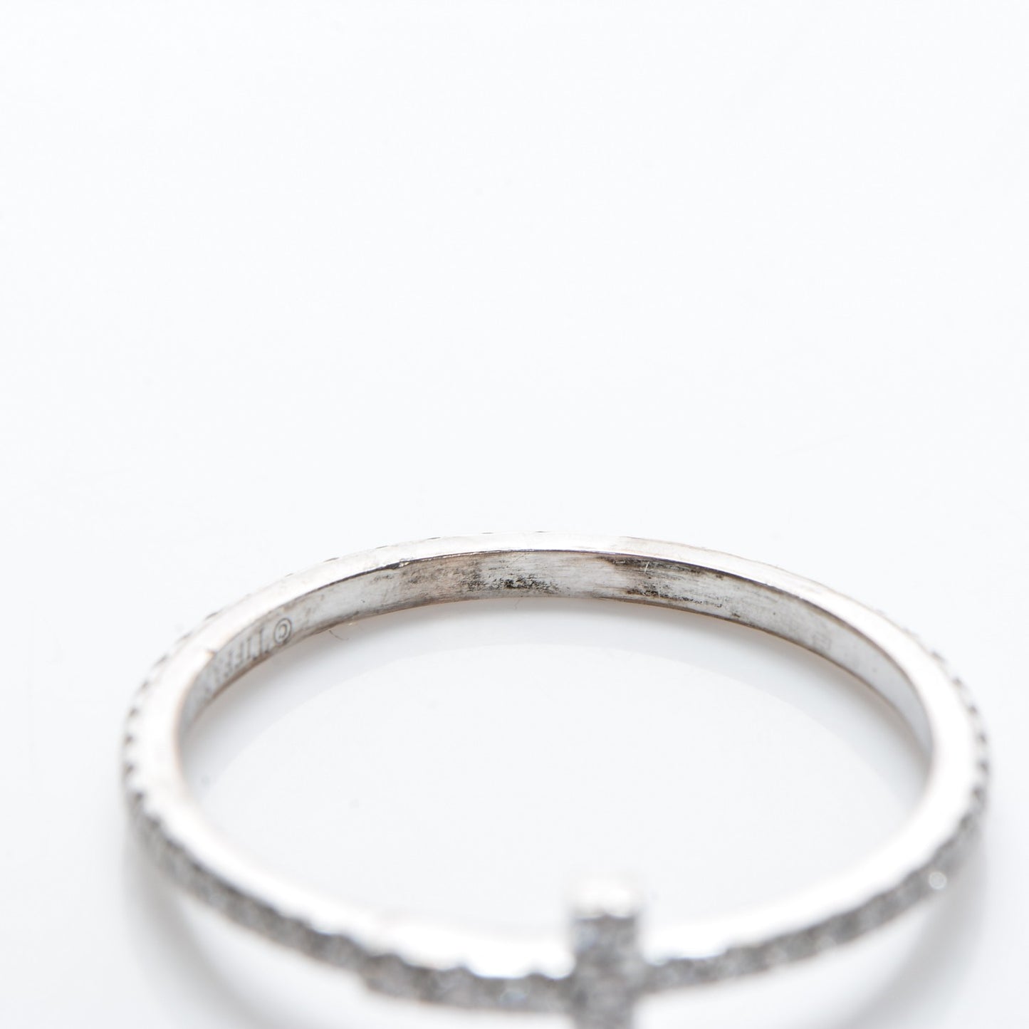 18K White Gold Diamond T Wire Pave Ring 52 6