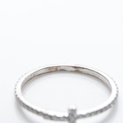 Tiffany 18K White Gold Diamond T Wire Pave Ring 52 6 5 of 6