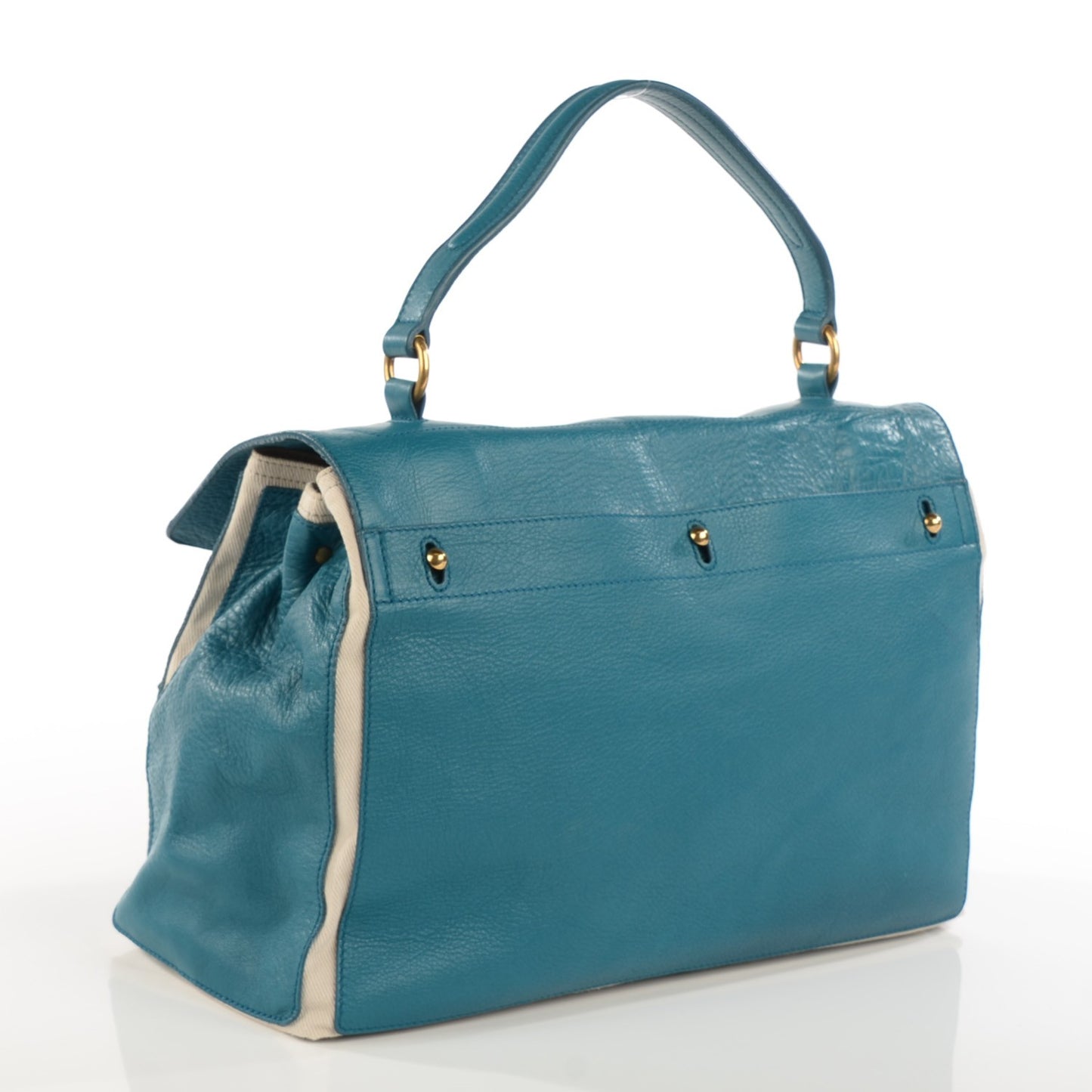Calfskin Canvas Medium Muse Two Turquoise