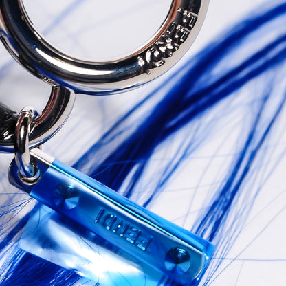 Fendi Mink Fox Goat Fur Mini Karlito Bag Charm Blue 2 of 4