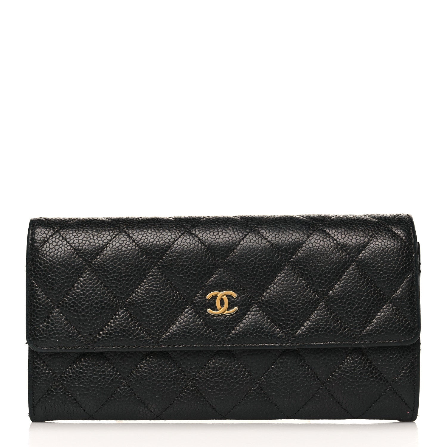 Chanel Caviar Quilted Large Gusset Flap Wallet Black 1 of 10
