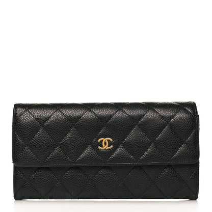 Chanel Caviar Quilted Large Gusset Flap Wallet Black 1 of 10