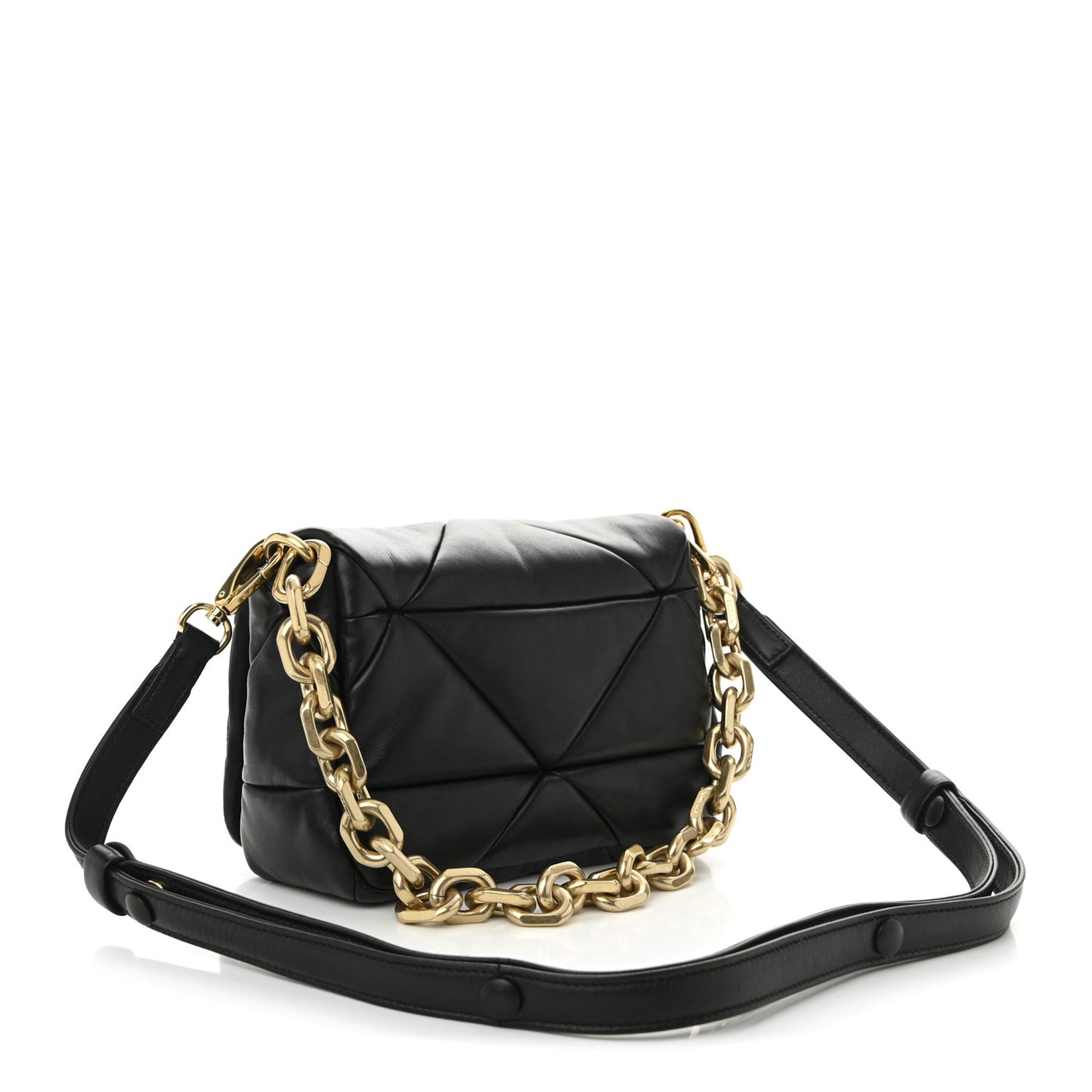 Nappa Metal Quilted Small Patchwork System Flap Bag Black