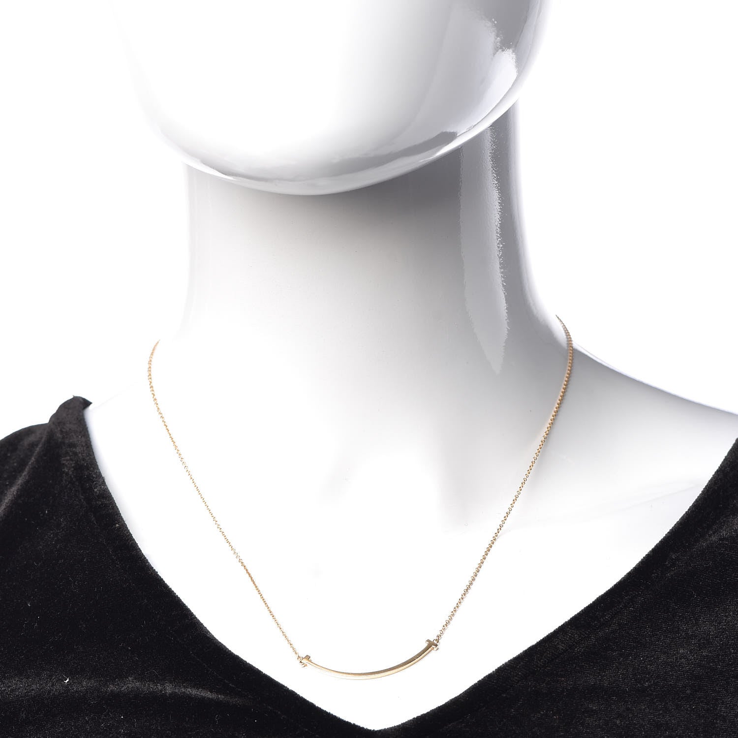 Tiffany 18K Rose Gold Small T Smile Pendant Necklace 2 of 6