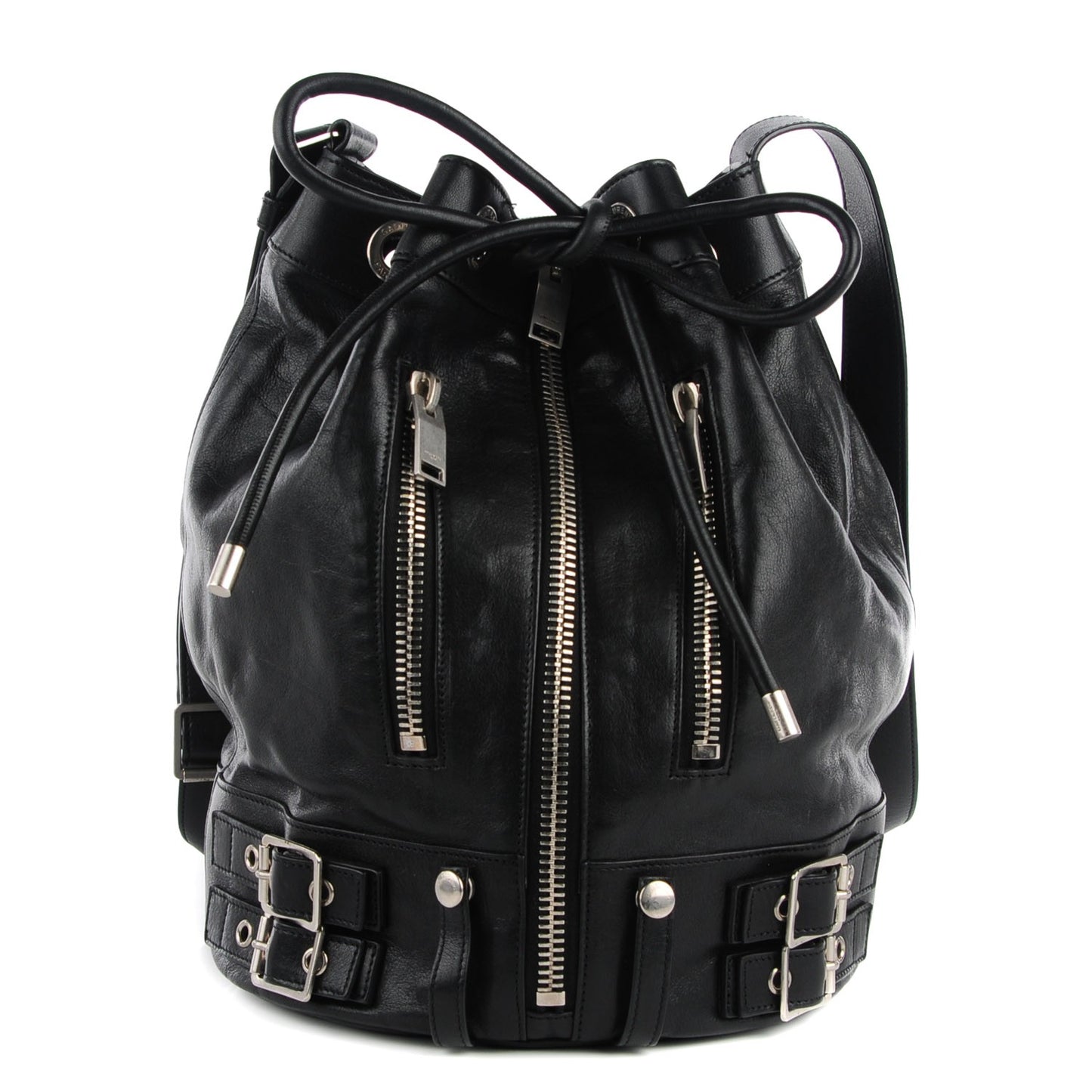 Calfskin Medium Rider Bucket Bag Black