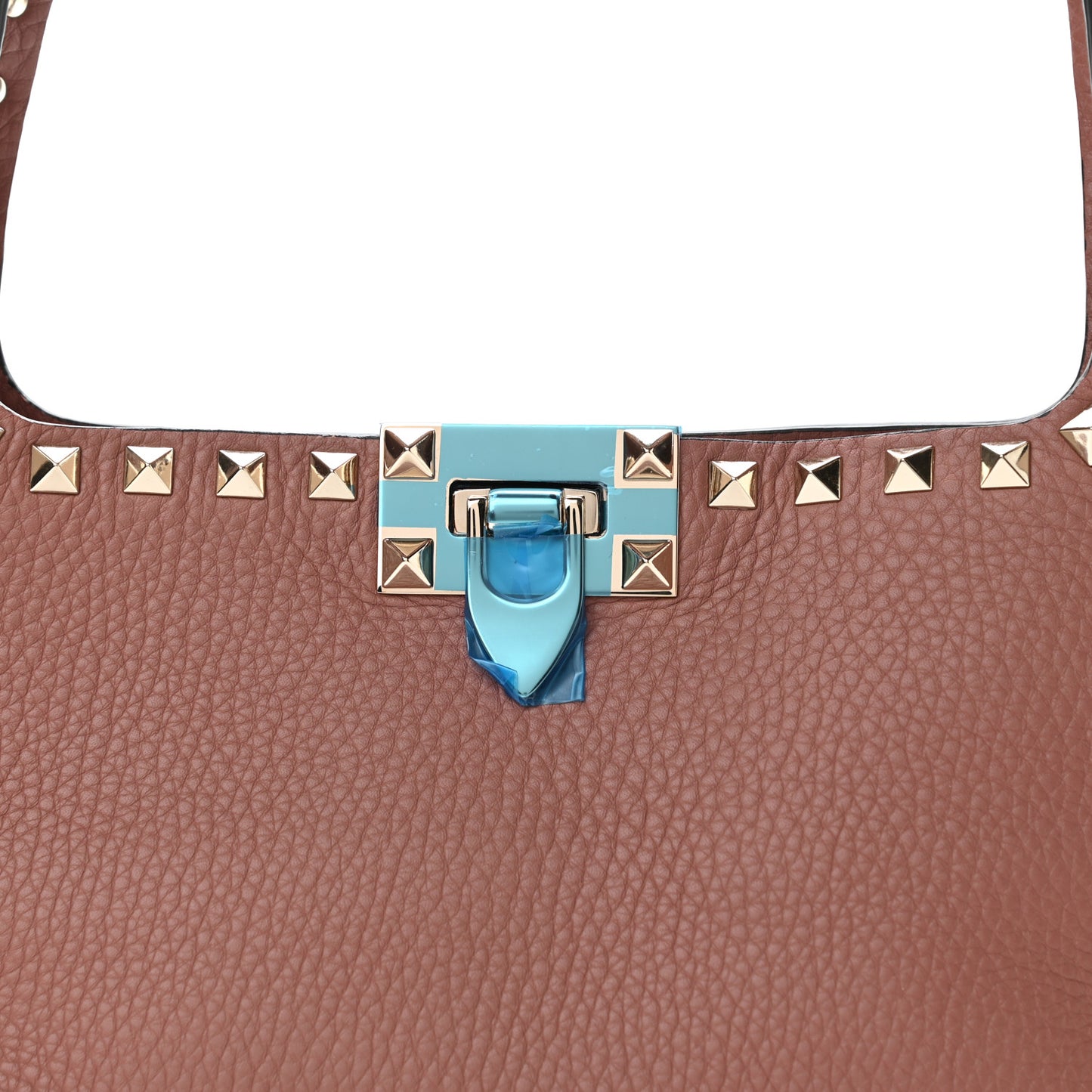 Pebbled Calfskin Small Rockstud Flip Lock Hobo Dark Nude