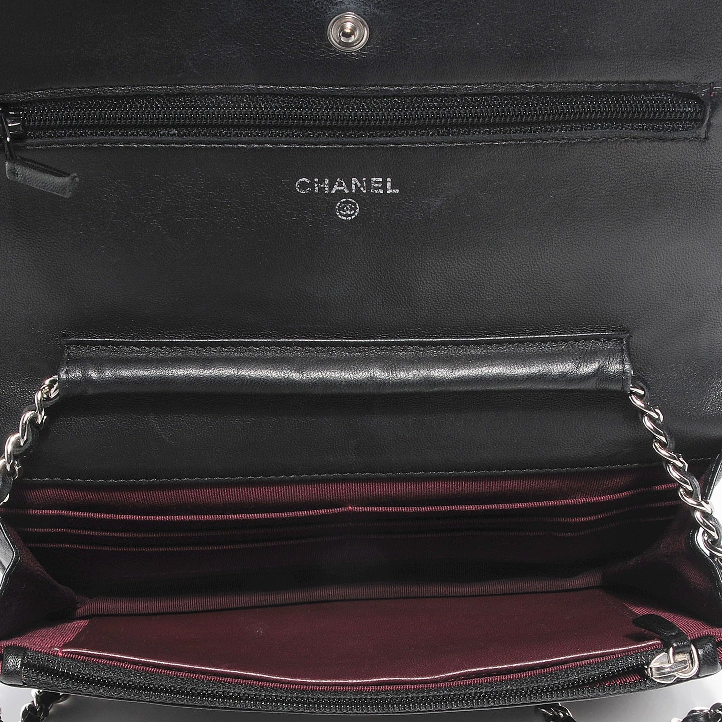 Lambskin Quilted Wallet On Chain WOC Black