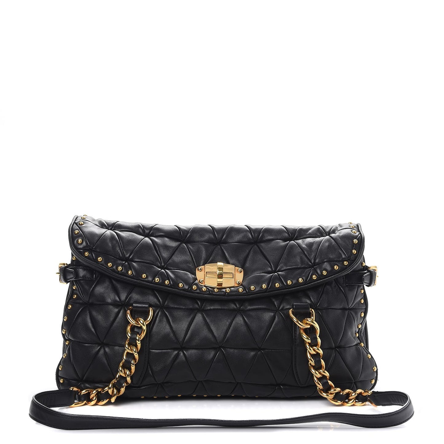 Nappa Quilted Studded Tote Bag Black