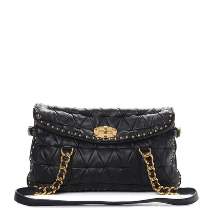 Miu Miu Nappa Quilted Studded Tote Bag Black 1 of 11