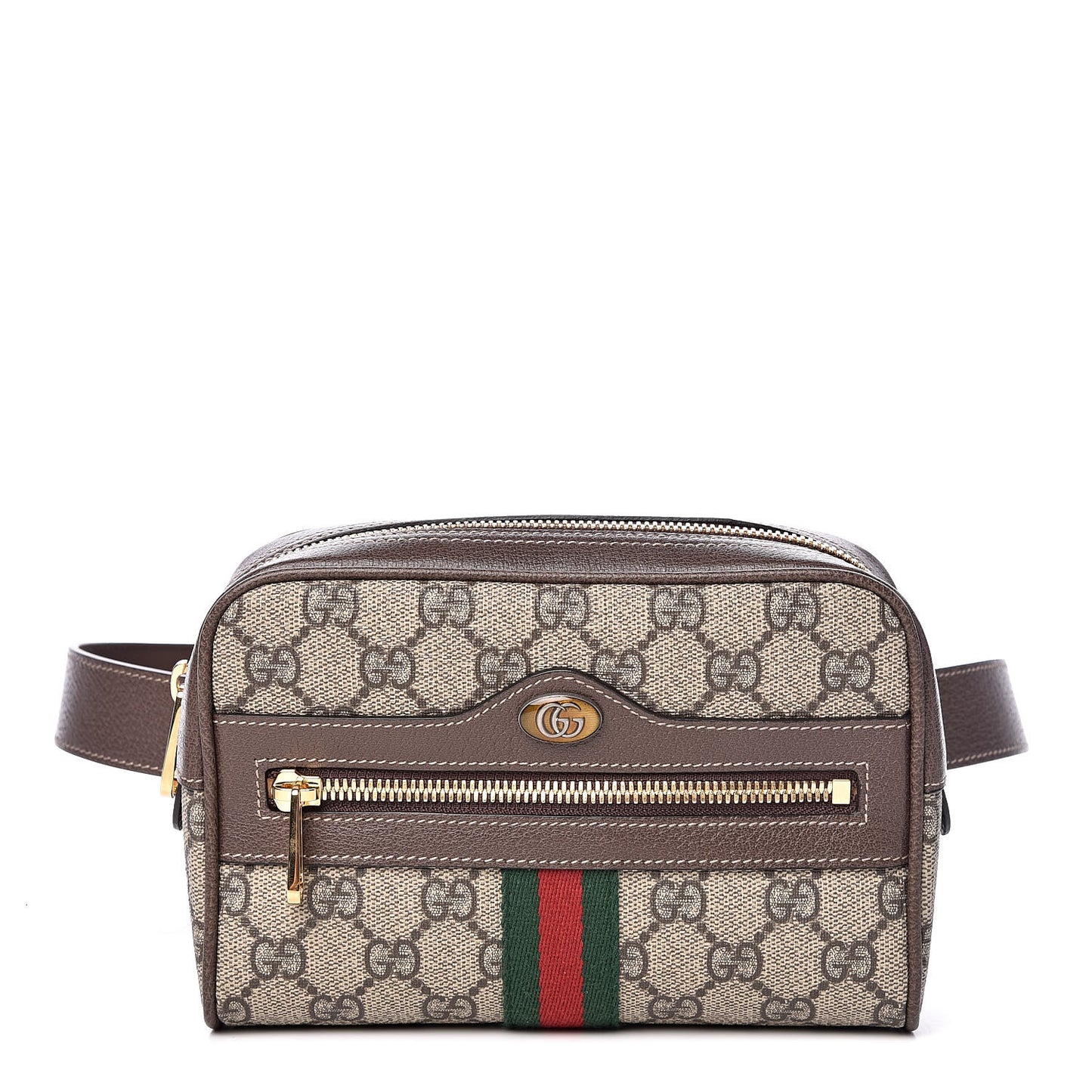GG Supreme Monogram Web Small Ophidia Belt Bag 105 42 Dark Brown