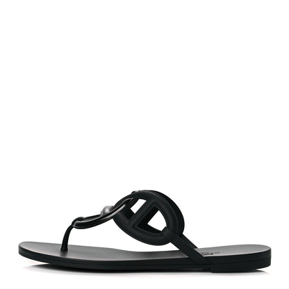 Hermes Rubber Womens Egerie Sandals 39 Black 1 of 8
