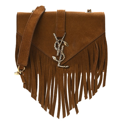 Saint Laurent Suede Fringe Baby Monogram Satchel Light Ocre 2 of 21