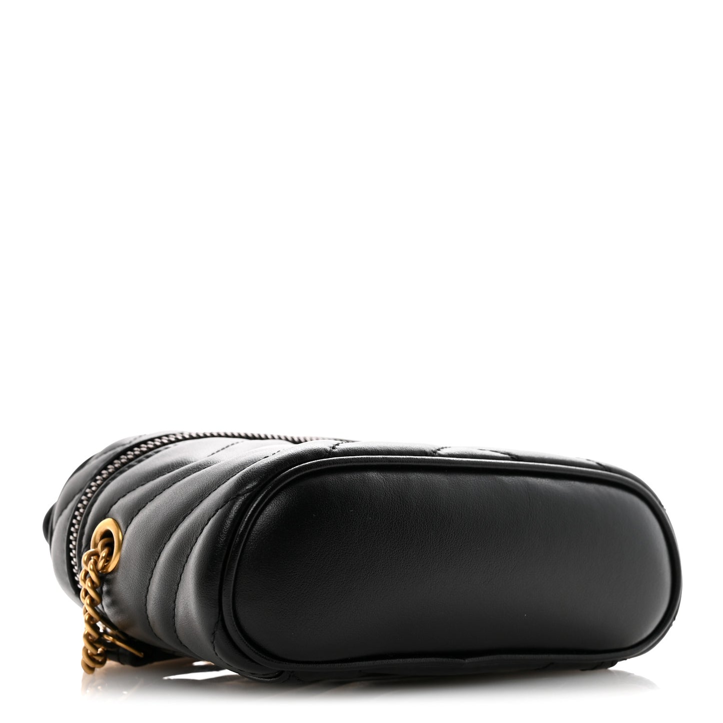 Calfskin Matelasse Chevron Mini GG Marmont Top Handle Bag Black