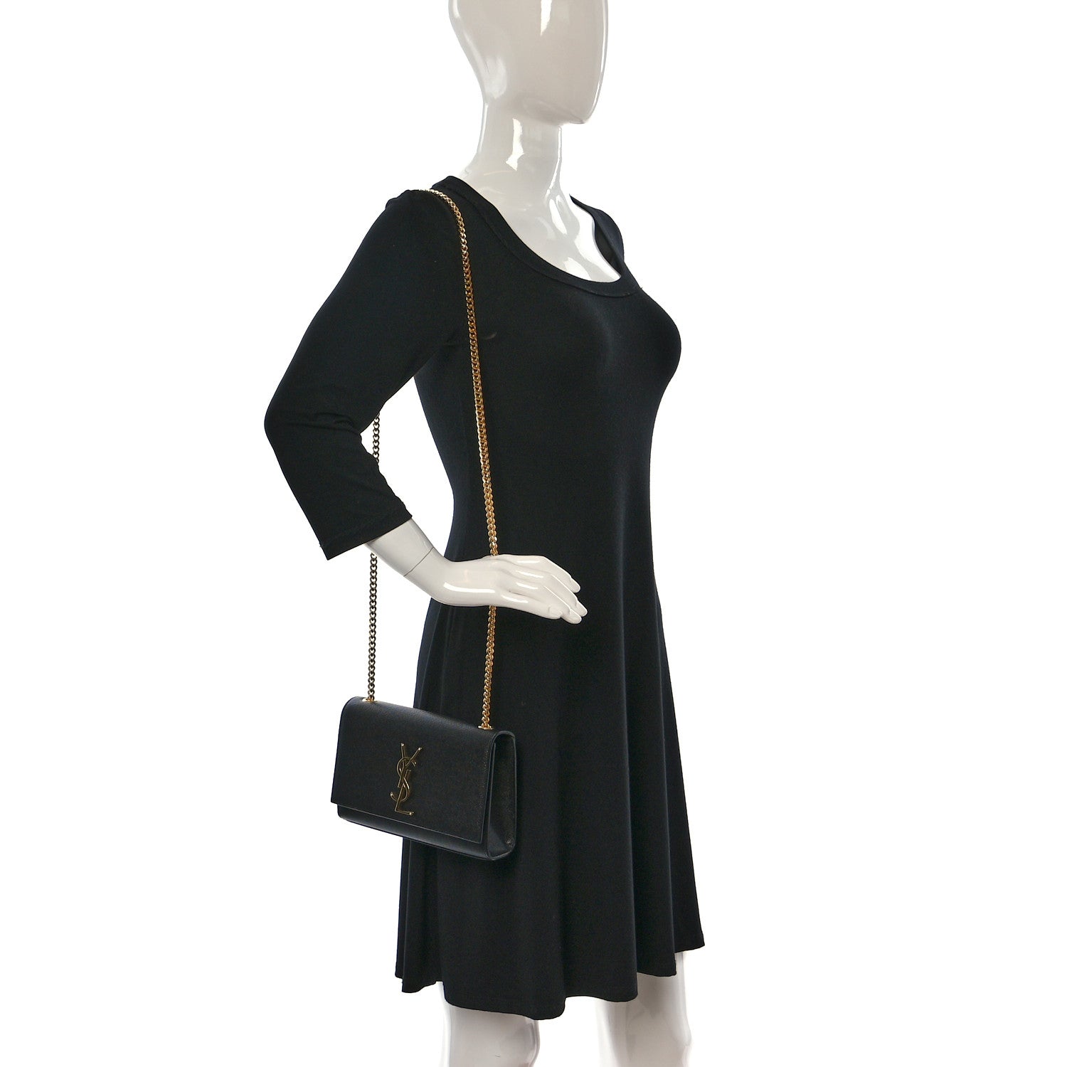 Saint Laurent Grain De Poudre Small Monogram Kate Satchel Black 2 of 8