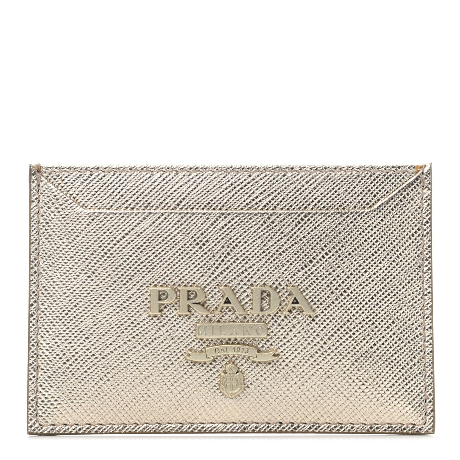 Prada Saffiano Shine Monochrome Card Holder Pirite 1 of 4