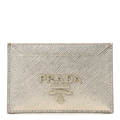 Prada Saffiano Shine Monochrome Card Holder Pirite 1 of 4