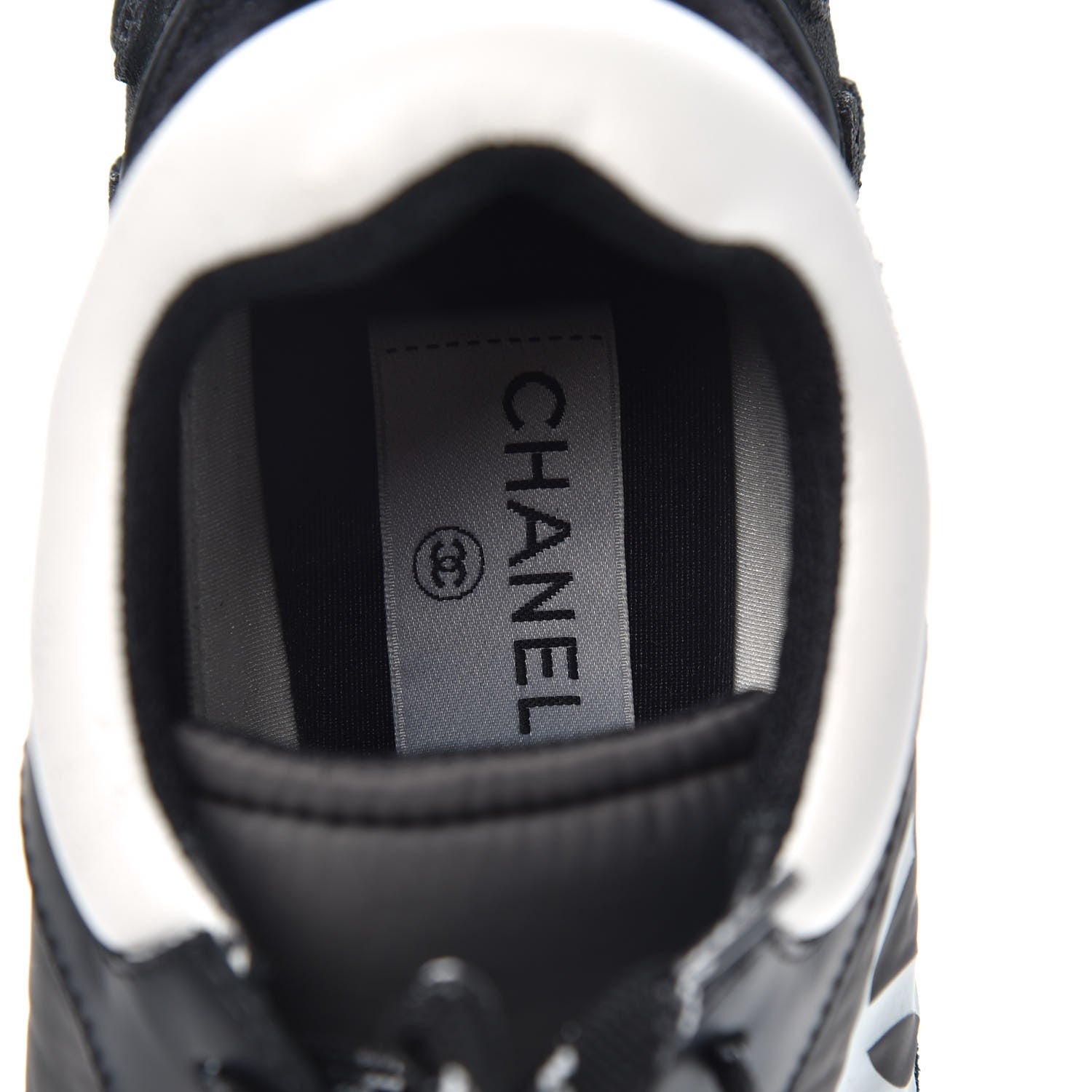 Chanel Nylon Calfskin CC Sneakers 38 Black Grey White 8 of 11