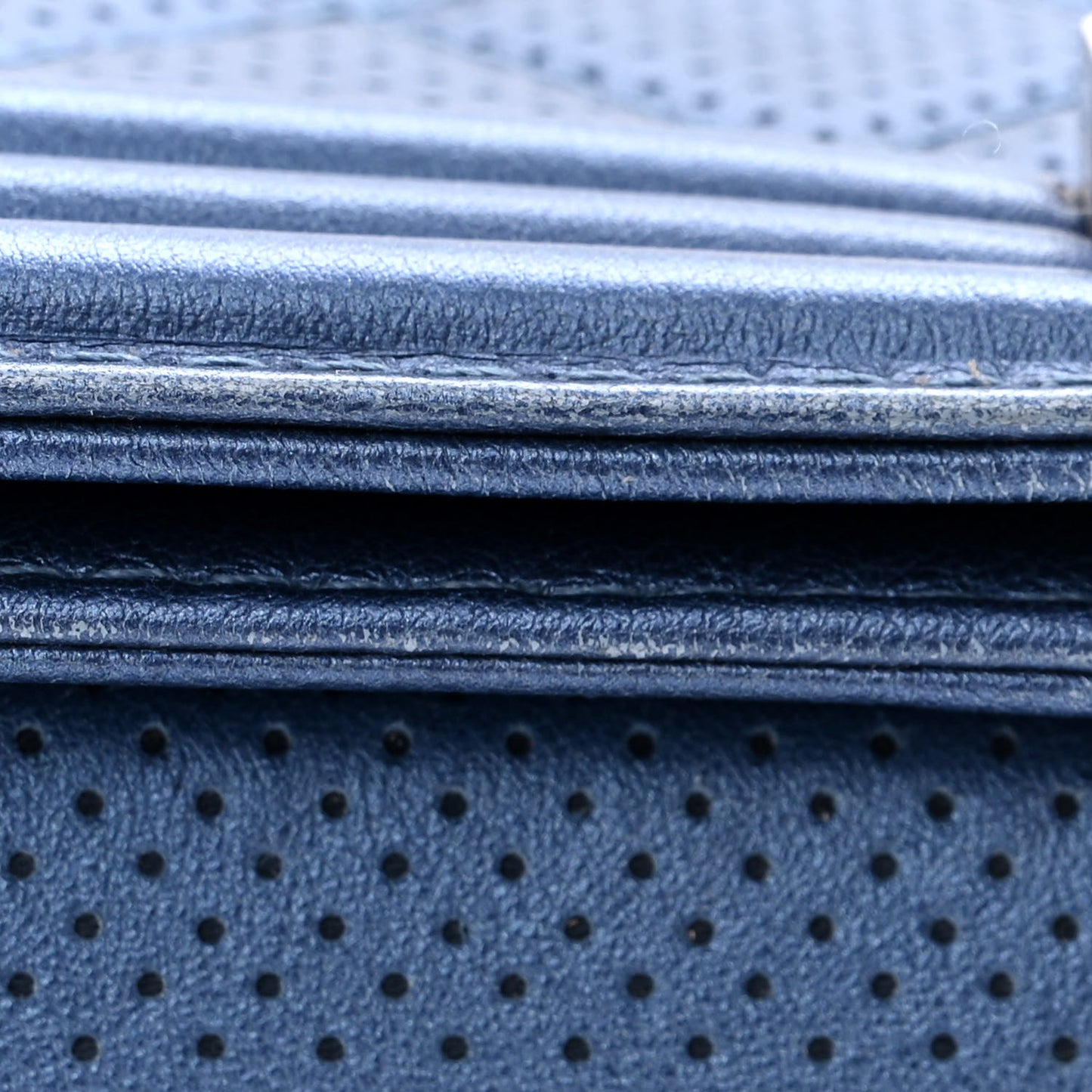 Perforated Lambskin Quilted New Medium Boy Flap Blue