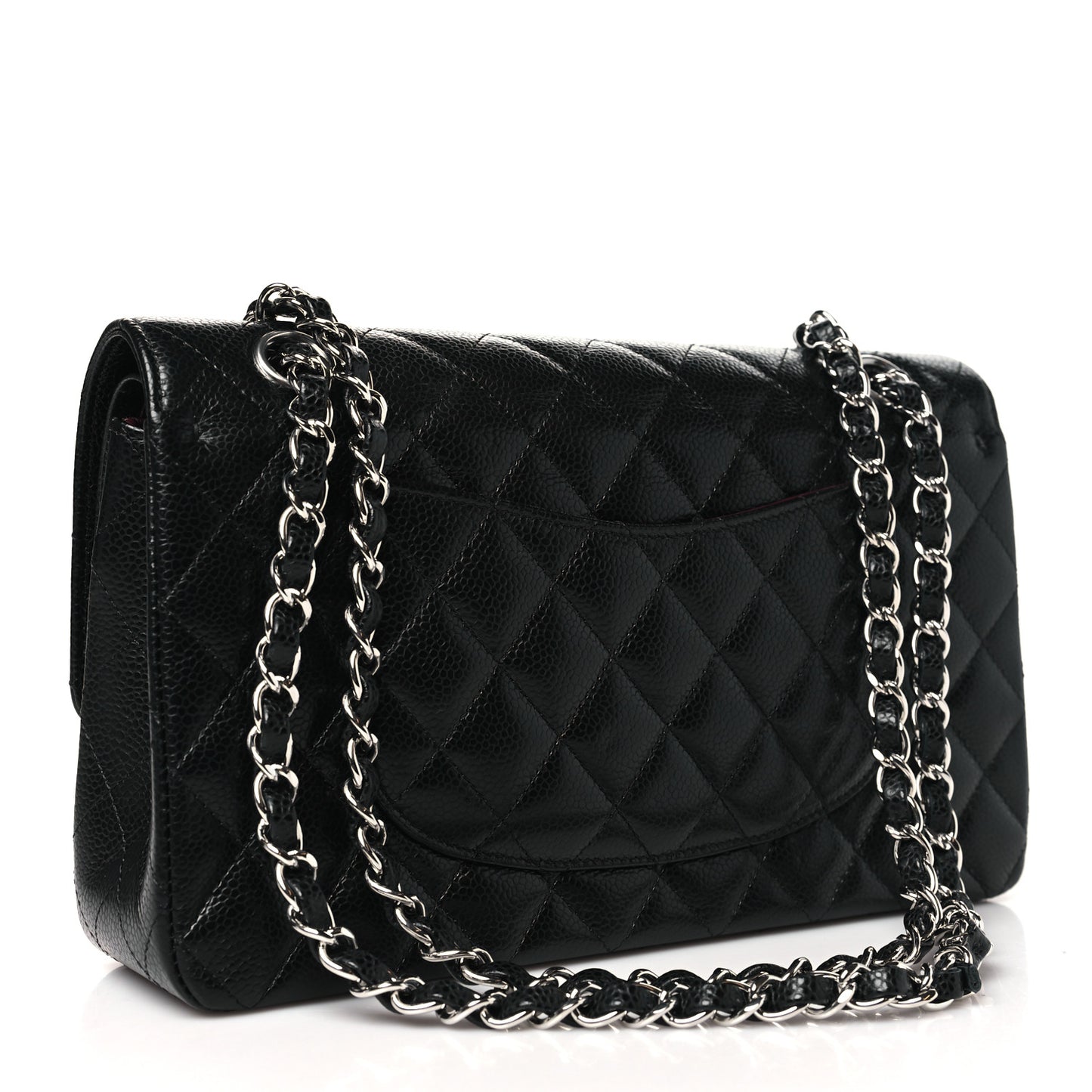 Caviar Quilted Medium Double Flap Black