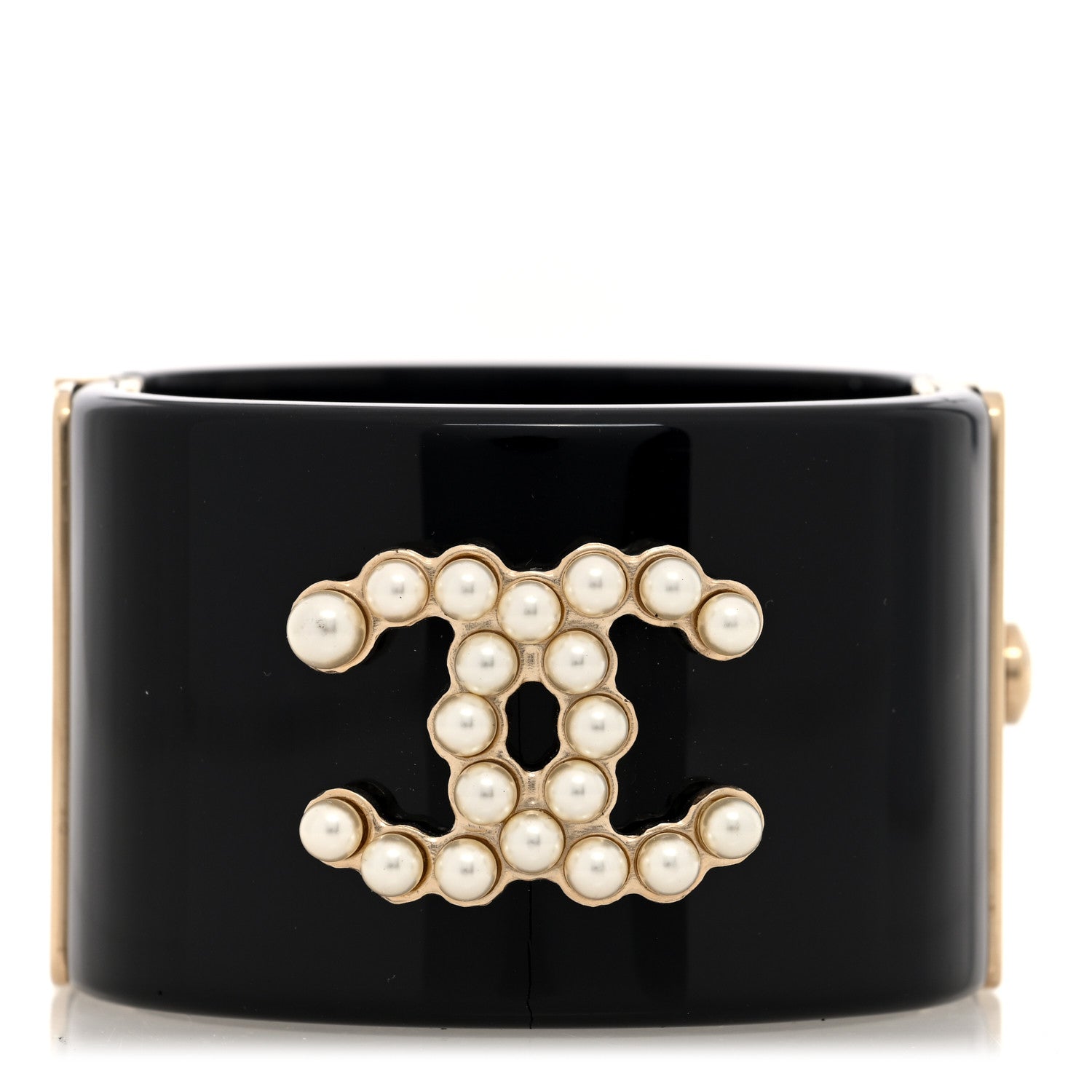 Chanel Resin Pearl CC Cuff Black 1 of 5