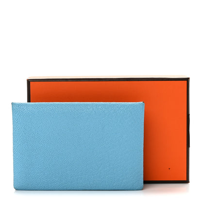 Hermes Chevre Mysore Verso Calvi Card Case Celeste Kraft 8 of 8