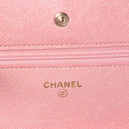 Chanel Iridescent Caviar Quilted Wallet on Chain WOC Rose Pink 6 of 11