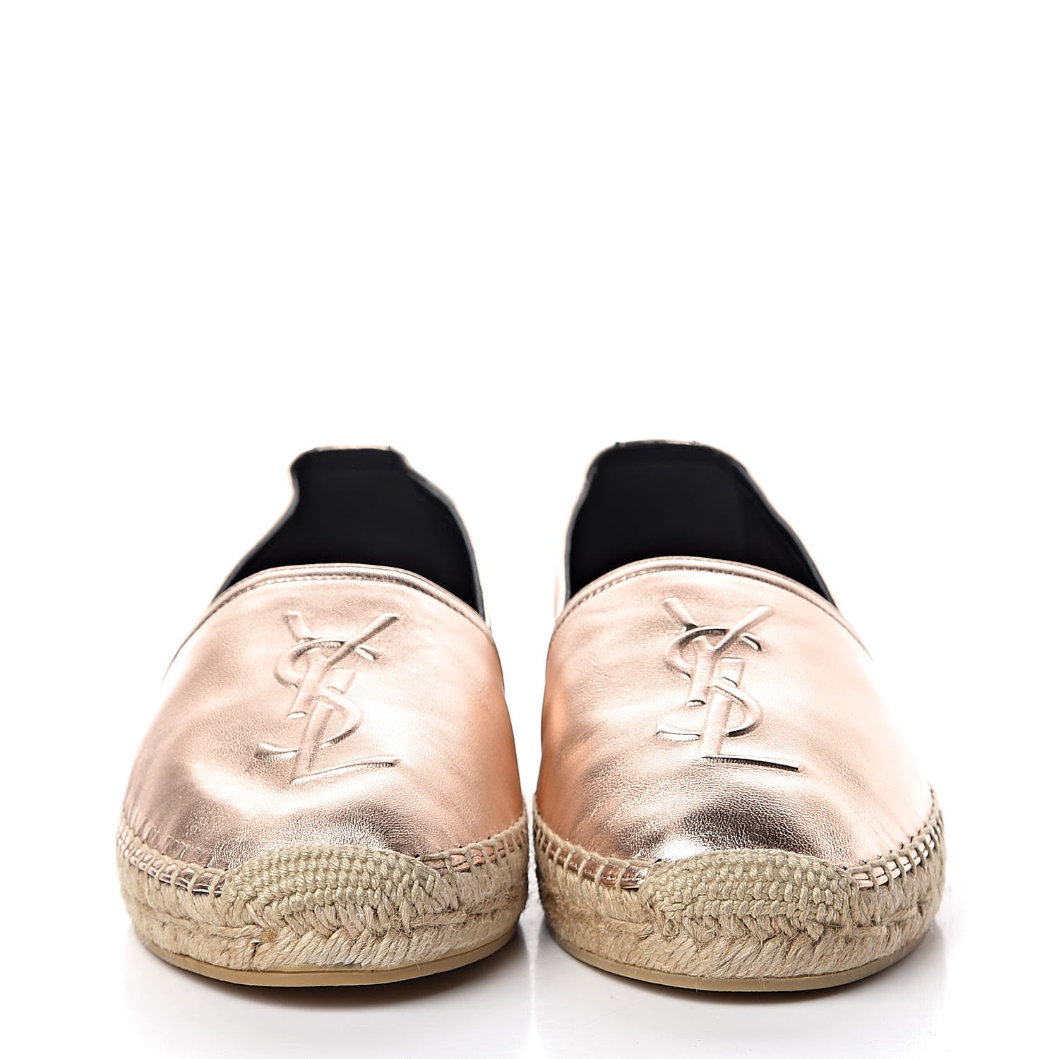 Saint Laurent Metallic Lambskin Monogram Espadrilles 39 Blush 2 of 8