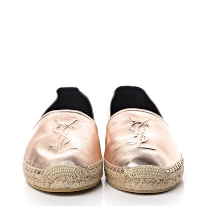 Saint Laurent Metallic Lambskin Monogram Espadrilles 39 Blush 2 of 8