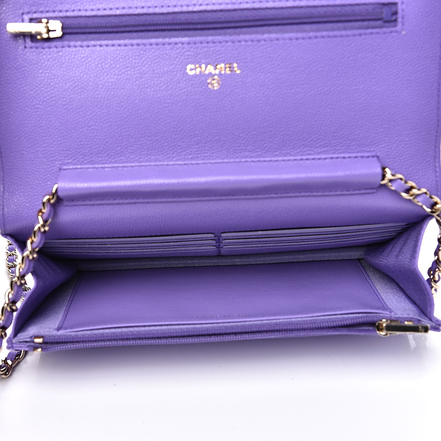 Caviar Quilted Wallet On Chain WOC Purple