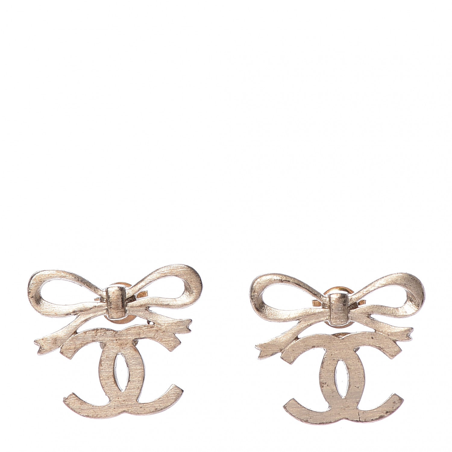 Chanel CC Bow Tie Earrings Gold 1 of 4