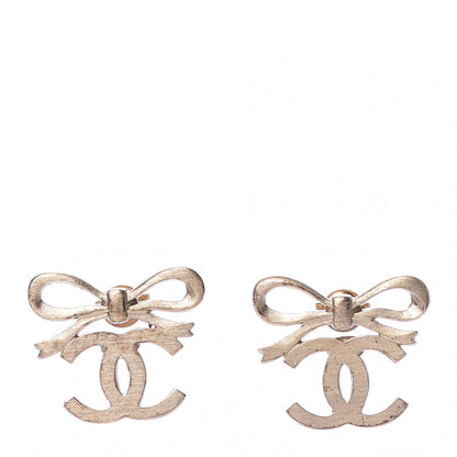 Chanel CC Bow Tie Earrings Gold 1 of 4